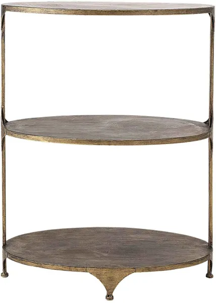 CREATIVE COLLECTION barbord - messing metall, m. 2 hyller, oval