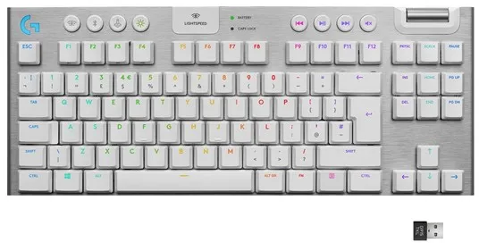 Logitech G915 TKL LIGHTSPEED Wireless GL Tactile - Spilltastatur - Uten numerisk tastatur - Nordisk - Hvit
