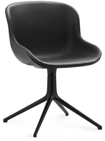 Normann Copenhagen Hyg Drejestol Polstret Sort Aluminium/Sort Lær i 41599