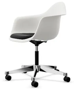 Vitra Eames Plastic PACC Kontorstol med Polstret Sete og Swivel Sort/Hvit