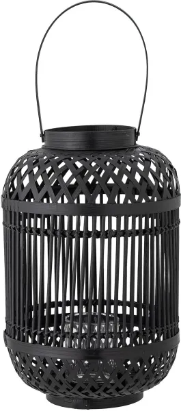 BLOOMINGVILLE Tilla Lykt m/Glass, Svart, Bambus