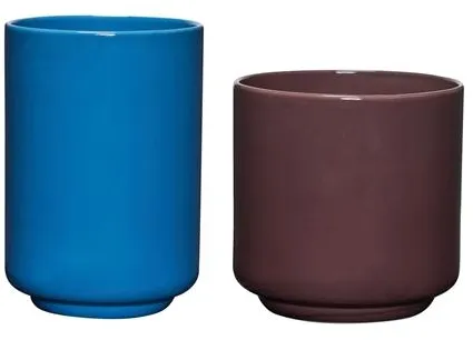 Hübsch Deux Potte 2 stk Rødbrun/Blå