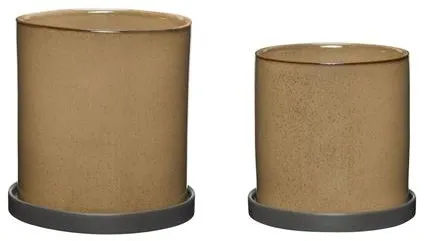 Hübsch Era Potte Beige sett med 2