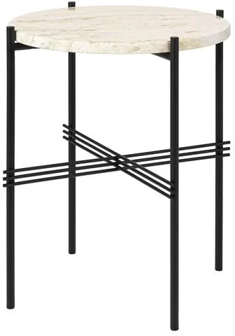 GUBI TS Sidebord Rundt Ø40 Sort/Hvit Travertin