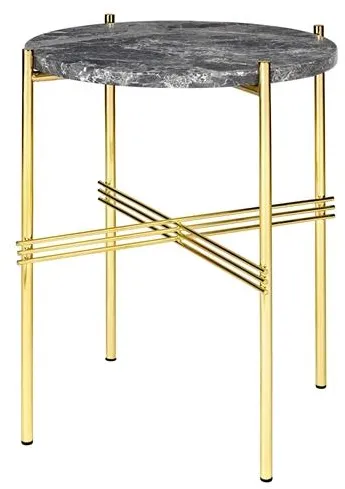 GUBI TS Sidebord Rundt Ø40 Messing/Grå Emperador Marmor